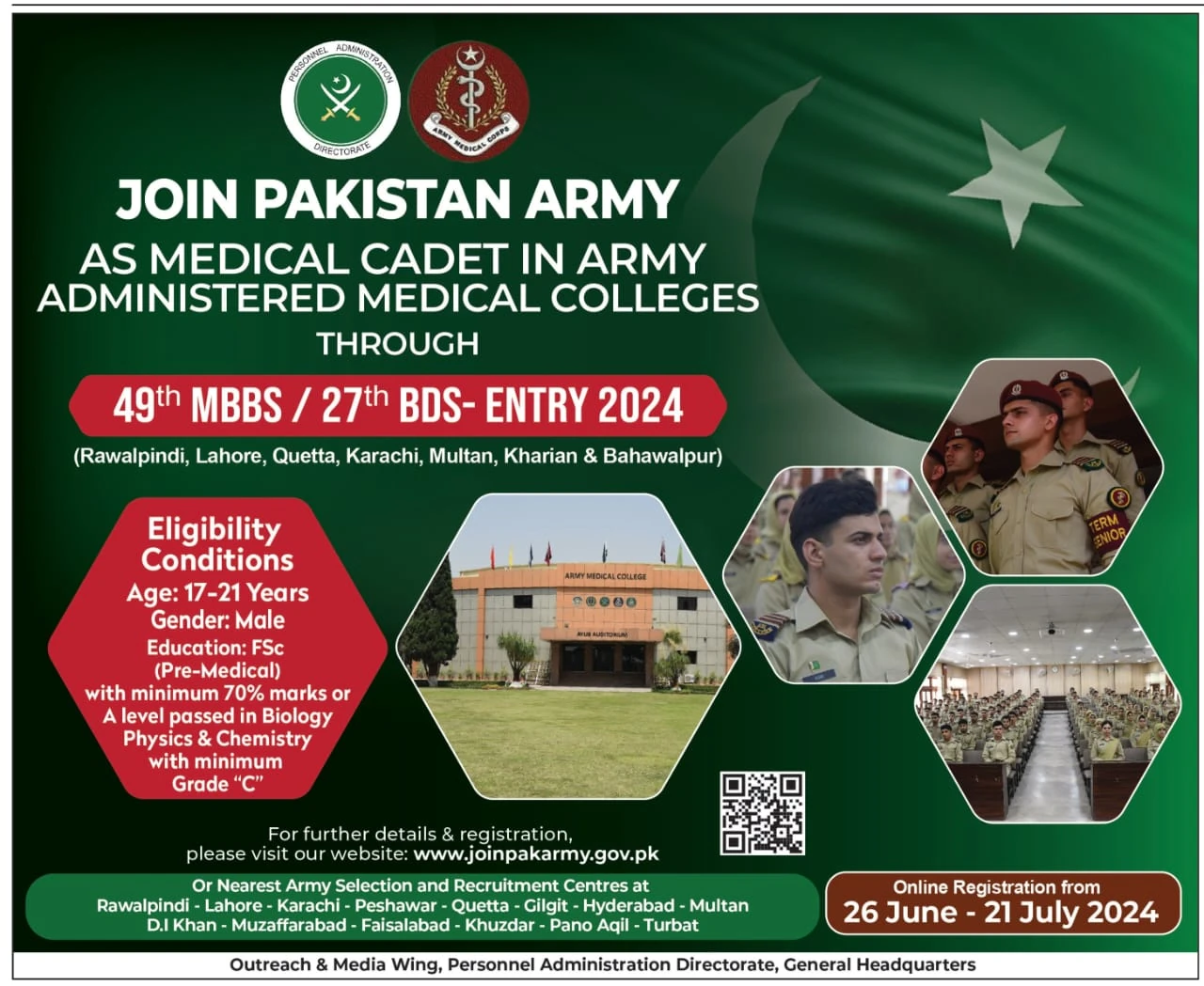 Pakistan Army As Medical Cadet Opportunity Advertisement