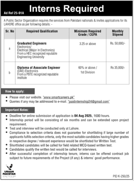 A Public Sector Organization Invites Applications for Interns