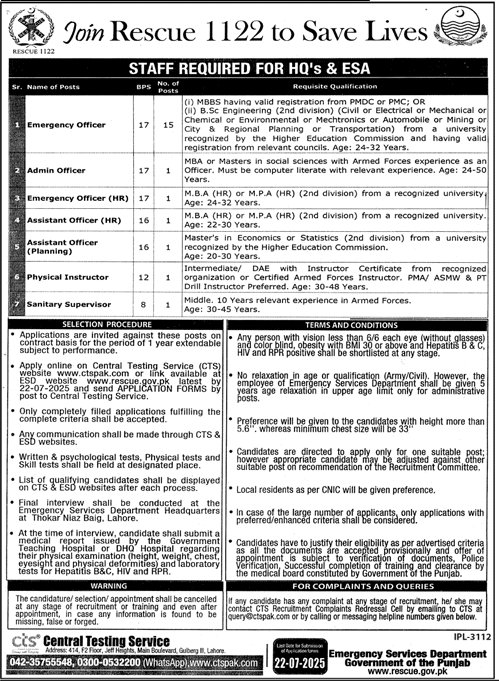 Rescue 1122 Jobs 2025